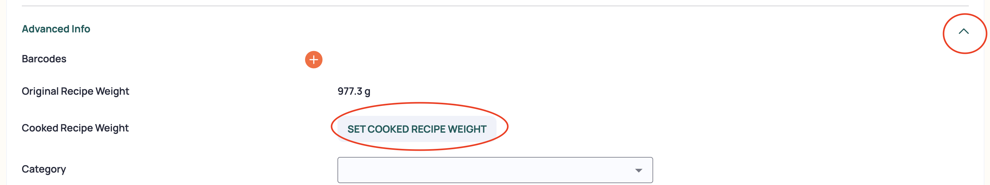 Set Cooked Recipe Weight – Cronometer