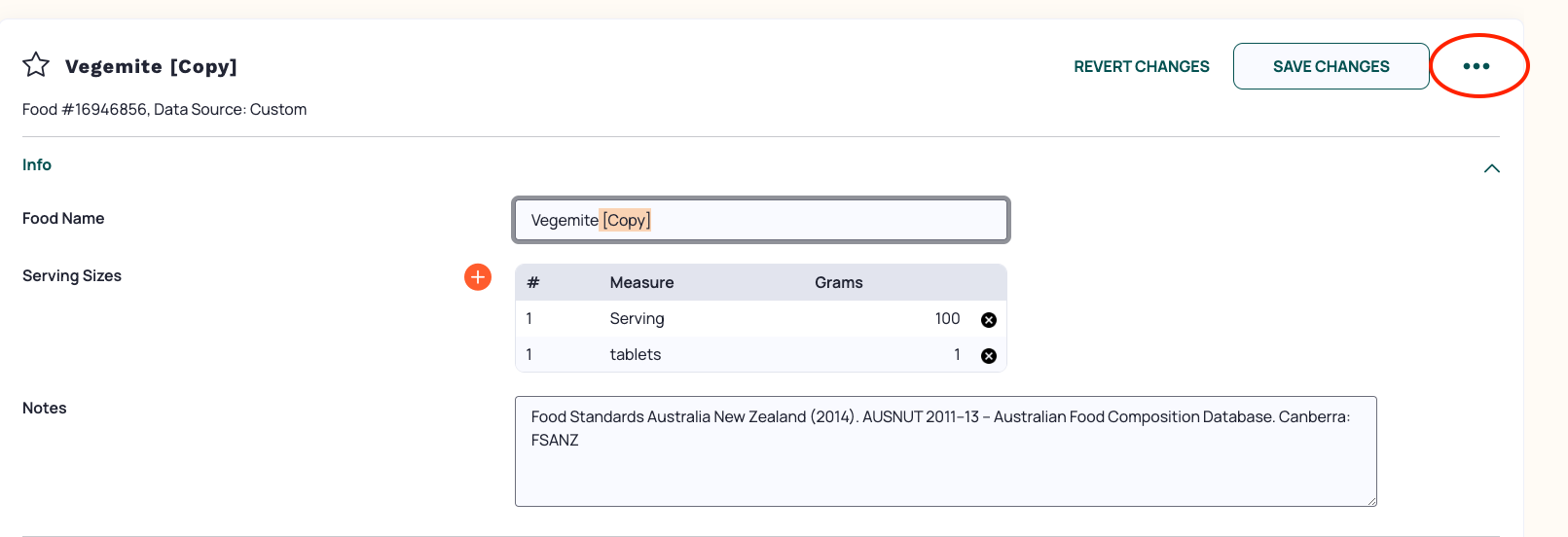 Set Cooked Recipe Weight – Cronometer