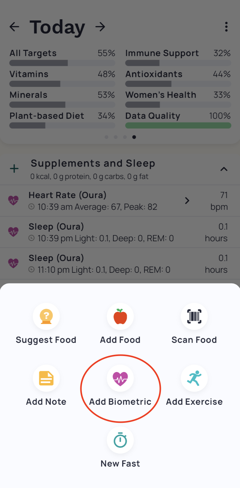 Mobile - Add a Biometric – Cronometer