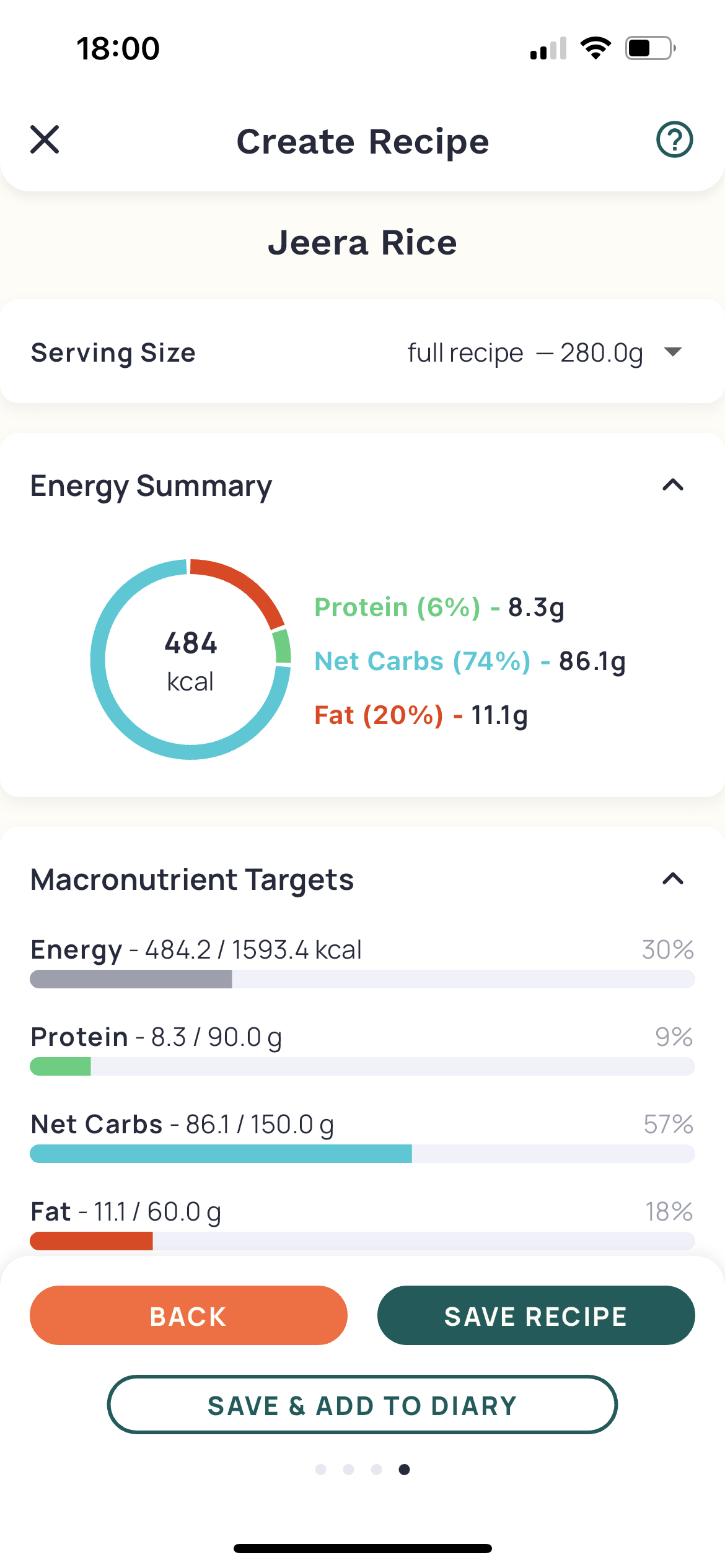 Set Cooked Recipe Weight – Cronometer