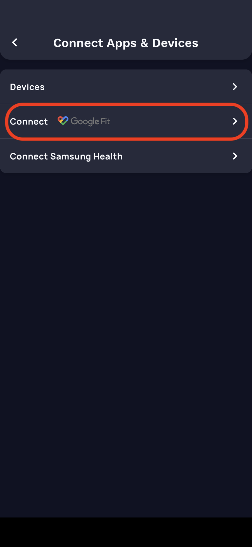 Connect samsung health with google online fit